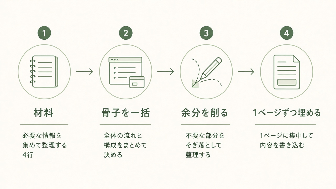 資料の骨子作り 全体の流れ（図）
