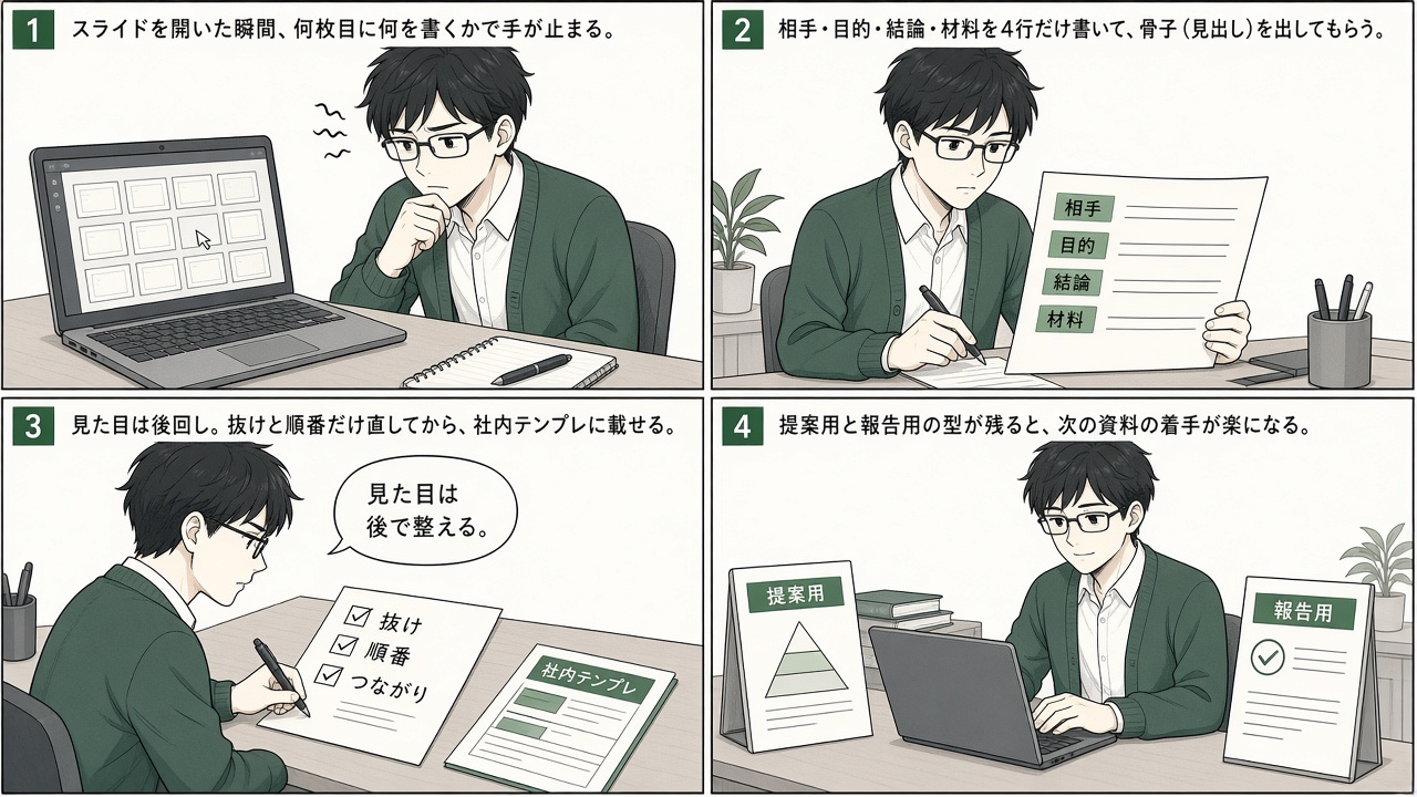 この記事の流れ（漫画）